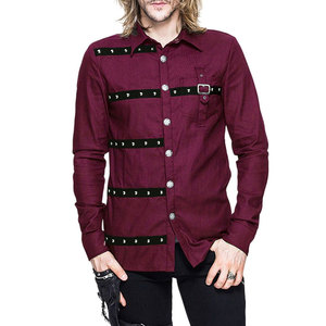Camisas de Manga Larga para Hombre, Estilo Gótico Steampunk, Color Sólido, Cierre de Botones con Remaches, Corte Ajustado, Uniforme para Fiesta o Escenario - Product Image 3