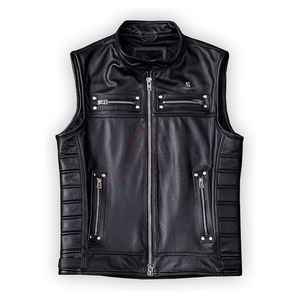 Gilet en cuir véritable pour homme, style motard, vente en gros ODM, veste sans manches personnalisée pour adultes, vêtement d'extérieur vintage décontracté de qualité supérieure 2026 - Product Image 1