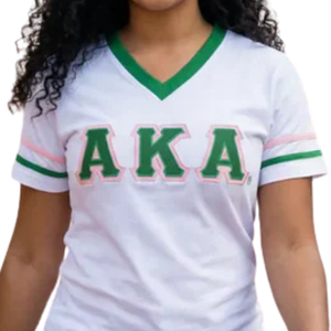 Camiseta de Jersey de Alta Calidad para Mujer con Apliques de Letras, Bordado de Doble Costura, Cuello en V, Informal, de Algodón, a la Moda - Product Image 4