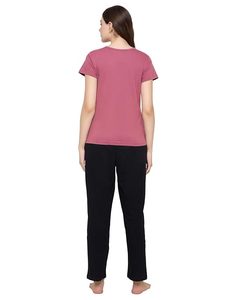Women’s Breathable Cotton Pajama Set Printed Round Neck Half Sleeve Top with <b>Pyjama</b> Bottom - Product Image 2