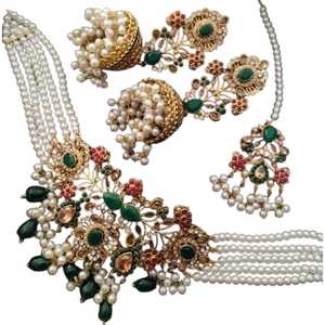 High Quality Brass Jewelry 3 Pc <b>Set</b> Kundan <b>Necklace</b> <b>Earrings</b> Custom Design Fashion Jewelry <b>Sets</b> for Women - Product Image 1