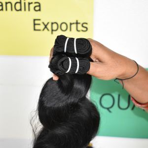 Extensiones de cabello humano indio virgen 100% al por mayor mechones de color negro natural cutícula alineada BodyWave cabello humano - Product Image 4