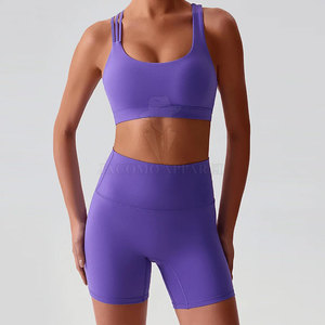 Conjunto de Top Deportivo y Pantalones Cortos de Yoga de Nailon y Spandex Premium para Mujer, Ropa Deportiva Personalizada con Logotipo para Gimnasio y Entrenamiento - Product Image 2