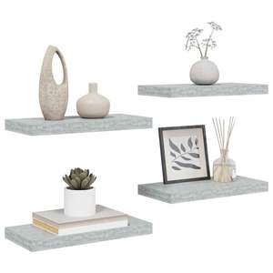 Ensemble de 4 étagères murales et de présentoirs en MDF gris béton nid d'abeille et métal - Product Image 5