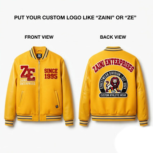 Blouson Bomber en Mélange de Laine Premium 350 GSM Jaune Moutarde avec Panneaux Côtelés Contrastants et Broderie de Logo Personnalisé - Product Image 1