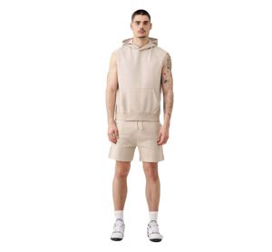 Conjunto de pantalones cortos unisex sin mangas con capucha-Conjunto de ropa deportiva informal y cómoda Ideal para gimnasio, deportes y uso diario - Product Image 1