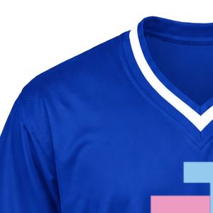 Maillot de sport bleu roi JJ brodé à col en V, manches courtes, rayures blanches, léger, pour équipe sportive - Product Image 4