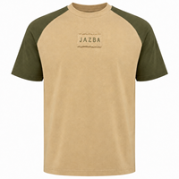 T-shirt Raglan Homme Personnalisé 220 GSM 100% Coton, Col Rond en Jersey Simple 1x1 Côtelé, Tee-shirt Streetwear OEM