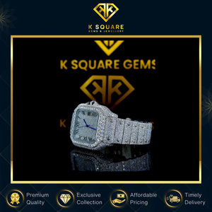 Reloj de Lujo Elegante de Buena Calidad con Movimiento de Cuarzo Automático Analógico VVS de Acero Inoxidable Resistente al Agua con Diamantes Moissanite - Product Image 4