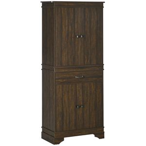 Mobile dispensa moderno da 72 pollici in noce, con 4 ante, per cucina, con ripiani e cassetti in MDF e pannelli di legno di pino - Product Image 1