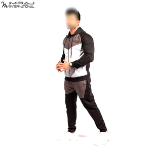 Best Selling OEM ODM Fashion Streetwear <b>Men's</b> Tracksuit Customizable Logo Contrast Panel Full Zip Sweatshirt and Pant Sets - Product Image 5
