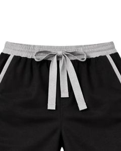 Customized Men Black Sleeveless Tank Top And Shorts Set Casual Summer Cotton Outfit <b>Light</b> Gray Trim Drawstring Two Piece Set - Product Image 5