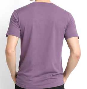 T-shirt décontracté en coton imprimé uni pour homme, coupe classique, col en V, respirant, idéal pour l'été et le style moderne, personnalisable OEM - Product Image 2