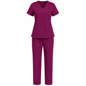 Ensemble de tenue médicale pour femmes en tissu sergé micro-extensible de qualité supérieure, détectable par les détecteurs de métaux, col en V, uniforme de soins de santé, vêtements de travail pour infirmières - Product Image 2
