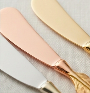 Stainless Steel <b>Cheese</b> <b>Knife</b> <b>Set</b> With Copper Feather Handles Dishwasher Safe Premium <b>Set</b> For Restautrant And Kitchen Use - Product Image 2