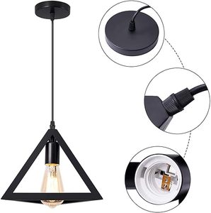Lámpara Colgante Moderna de Techo con Forma de Triángulo Negro, Lámpara Geométrica para Sala de Estar, Comedor, Decoración de Cafetería - Product Image 4