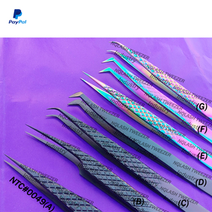 แหนบปลายไฟเบอร์สแตนเลสสีทองและด้ามจับเพชรดำ แหนบต่อขนตาแบบวอลลุ่มที่ดีที่สุด - Product Image 5