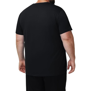 T-shirt en coton noir à manches courtes et col rond pour homme, coupe classique, tricoté en jersey, respirant, couleur unie - Product Image 2