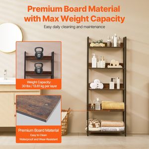 5-Tier Tall Industrial Metal <b>Bookshelf</b> <b>Rustic</b> Vintage Display Bookcase with Open Shelves Freestanding Freestanding Display Rack - Product Image 5