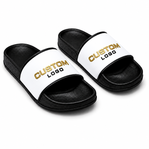 Sandales personnalisées avec logo pour hommes, noir et blanc, en EVA, pour l'intérieur, été, antidérapantes, à bout ouvert, faciles à enfiler - Product Image 1
