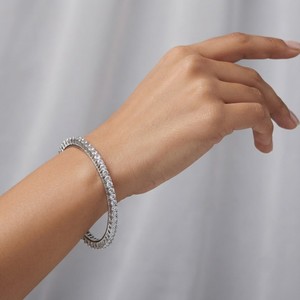 10K Real White Gold E Colour Lab Grown Diamond Round Brilliant <b>Bangle</b> <b>Bracelet</b> Women Bridal Fine Jewelry - Product Image 2