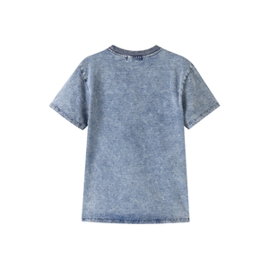SGRHO เสื้อเชิ้ตเดนิมสีฟ้าอ่อนพรีเมียม แขนสั้น คอกลม ปักลายกราฟิกขนาดใหญ่ เสื้อยืดแฟชั่นลำลองสำหรับชมรมนักศึกษา - Product Image 2