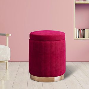 Luxury Comfortable Velvet Foldable Round Storage Ottoman Home Decor Round Japanese Style Ottoman Upholstered Stool - Product Image 3