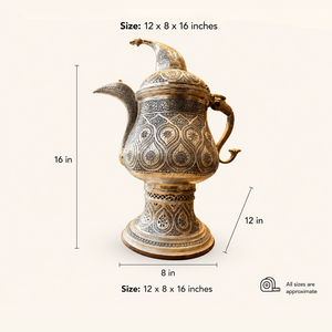 Théière en métal du Moyen-Orient avec gravures complexes pour le service traditionnel du thé - Product Image 3