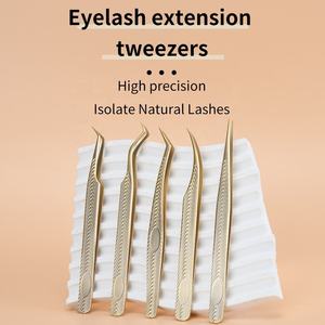 Pince à épiler professionnelle AF-702 en acier inoxydable doré de précision, à pointes en fibre lisses et biseautées pour volume de cils, par ANAAIF ENTERPRISES - Product Image 6