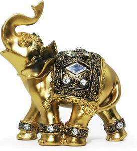 Statue d'éléphant en laiton doré robuste, sculpture décorative pour table, décoration de salon, sculpture d'éléphant en métal pour la maison - Product Image 3