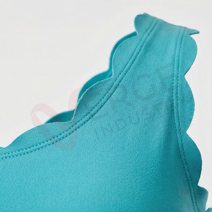 Conjunto de 2 Piezas para Mujer, Top Corto Asimétrico con un Hombro Descubierto y Borde Festoneado en Color Verde Azulado, Leggings de Cintura Alta para Yoga - Product Image 4