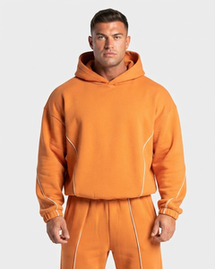 Ensemble de survêtement homme personnalisé avec logo, motif Pumpkin Spice, respirant, coupe oversize, avec sweat à capuche et passepoil contrastant - Product Image 3