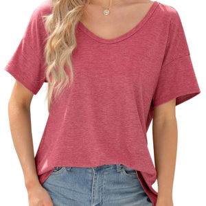 Camiseta de Alta Calidad 100% Poliéster con Cuello en V para Mujer, Talla Grande, Blusa Lisa con Patrón Geométrico, Diseño Único - Product Image 3