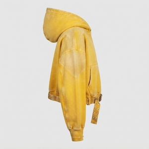 Sudadera con capucha de invierno para hombre, con pedrería efecto desgastado, estilo vintage, de forro polar grueso, cortavientos, al por mayor, para niños - Product Image 2
