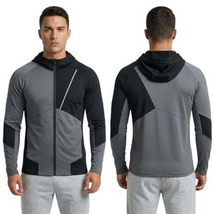 Sudadera con Capucha para Hombre, Color Gris Jaspeado, de Alta Calidad, Forro Polar Técnico Transpirable, Manga Larga, Cierre Completo - Product Image 5
