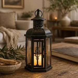 Vintage Style Metal <b>Lantern</b> <b>Candle</b> Holder Rustic Farmhouse Table Decor Distressed Wedding Centerpiece Outdoor Patio <b>Lantern</b> Gift - Product Image 3