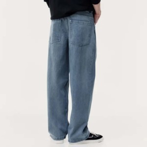 Jeans de Mezclilla para Hombre, Corte Recto, Cintura Alta, Ajuste Holgado, Estilo Casual de Primavera, Lavado a la Piedra - Product Image 4