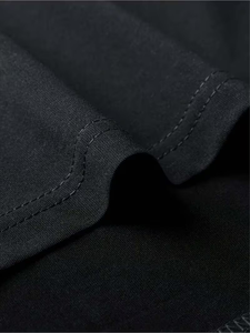 Men's Black Hooded Short Sleeve T-Shirt Oversized Cotton Jersey Casual Solid Front Logo Print Breathable Knitted - Product Image 4