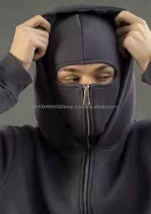 Sweat à capuche balaclava pour homme avec logo personnalisé brodé, double couche, fermeture éclair intégrale, design surdimensionné 3D, taille plus - Product Image 5