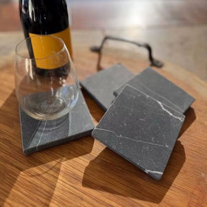 Marquina Black <b>Marble</b> Coaster <b>Set</b> With Natural Stone Finish For Elegant Home Decor <b>Coffee</b> <b>Table</b> and Drink Use - Product Image 3