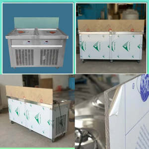 Machine à glace frite ETL, machine à rouleaux de glace thaïlandaise au yogourt - Plaques carrées doubles de 20,50"x20,50", dégivrage automatique, transparente - Product Image 3