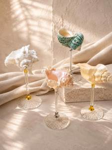 Verre à vin en forme de coquillage, verrerie artisanale, mariages sur la plage au Vietnam, fêtes côtières, décoration de table, vente en gros, réutilisable - Product Image 6