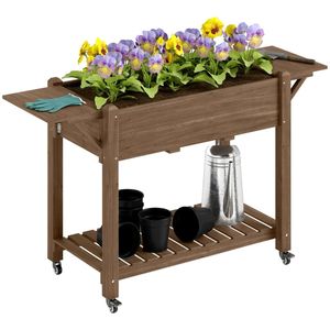 <b>Wooden</b> Elevated Garden <b>Bed</b> and Flowerpot <b>Box</b> Carbonized Planting Tray - Product Image 5