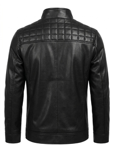 Veste en cuir classique pour homme, fermeture éclair, col montant, vêtement d'extérieur tendance pour un usage quotidien - Product Image 4