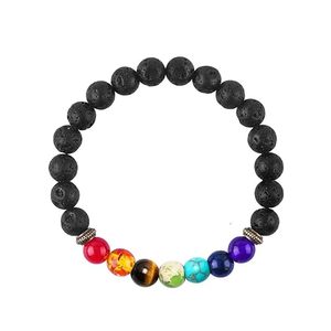 High quality Even Seven chakra Lava Gemstone Bead Bracelet Fashion Charm Jewelry for Men Women for Energy Meditation - Product Image 6