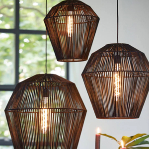 <b>Black</b> Nylon <b>String</b> Handwoven Pendant Lamp Bohemian Style Indoor Rope Hanging Lamp - Product Image 5