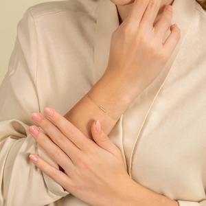 Mini Diamond Bar Bracelet 14K Solid Gold Dainty Diamond <b>Charm</b> Bracelet White Yellow Rose Gold Minimalist Jewelry Gift for Women - Product Image 6