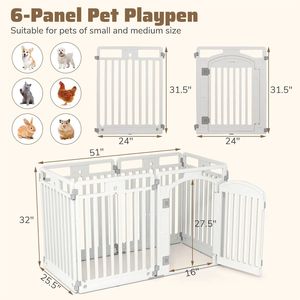 Recinto/Box per Cani Convertibile a 6 Pannelli in HDPE con Porta Bloccabile, Ventose e Picchetti per il Fissaggio al Suolo - Recinto per Animali Domestici Taglia XL per Gatti - Product Image 5
