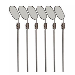 Miroir à cils en forme de lèvres, grande poignée détachable, en acier inoxydable noir, outils d'extension de cils, vente en gros, marque privée - Product Image 1