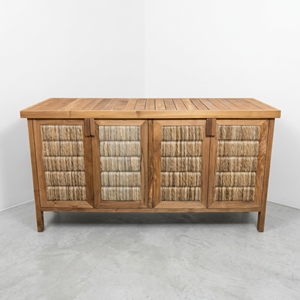 Teak Wood <b>Sideboard</b> Woven Rope 4 Door Cabinet Dining Room Buffet <b>Storage</b> Credenza for Modern Luxury Home Furniture Wholesale - Product Image 3